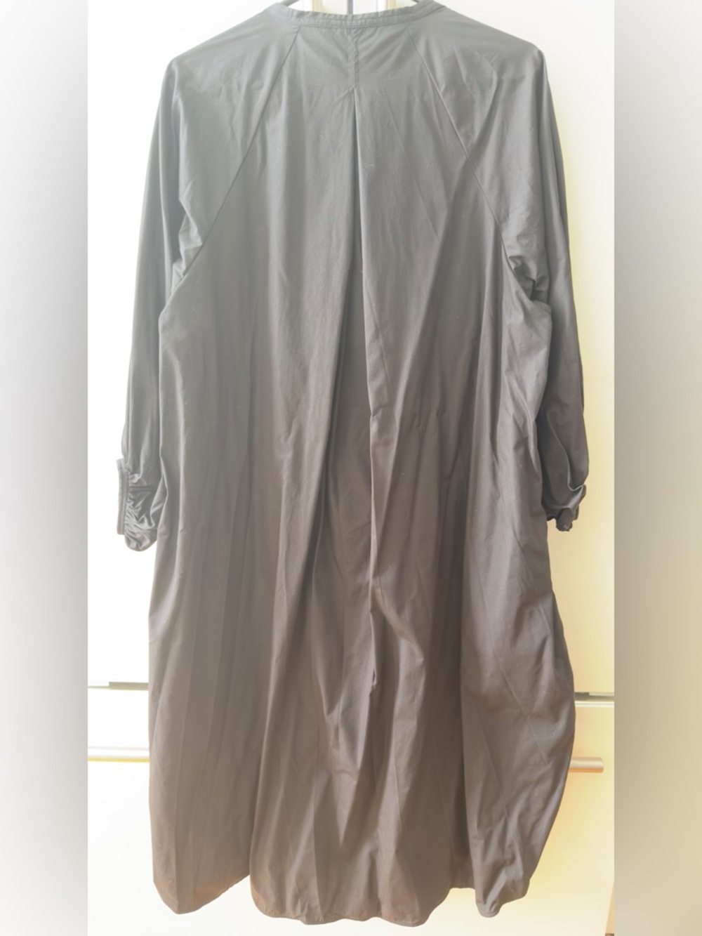 COS Women's Black Gathered Balloon-Sleeve Midi Dress - Picture 3 of 5